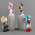 Colorful Stylish Dolls With Various Outfits Standing On Cylindrical Stands