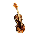Ornate Violin With Intricate Golden Carvings And Dark Wooden Body