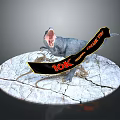 T Rex Dinosaur With Open Mouth On Cracked Base Featuring 10K Subscribers Special Banner