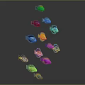 Group of Colorful Tropical Fish Swimming Gracefully in Dark Background with Vibrant Colors