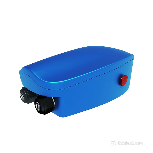 Blue Electrical Device With Black Knobs And Red Button On Casing 3d model 