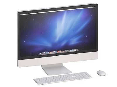 All in One Computer With Keyboard Mouse And Blue Purple Gradient Display Screen 3d model