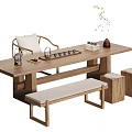 Tea table and chair combination 3d model