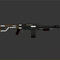 Retro Sci Fi Weapon With Orange Grip Brown Stock And Drum Magazine