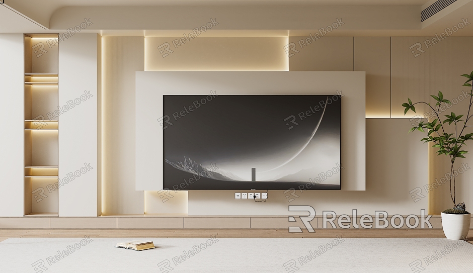 Modern TV Background Wall Cream Style TV Background Wall TV Cabinet TV model