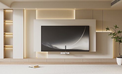 Modern TV Background Wall Cream Style TV Background Wall TV Cabinet TV 3d model