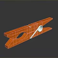 Orange Wooden Clothespin A Practical Household Item With White Spring 3d model