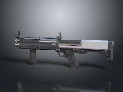 Sleek Modern Tactical Shotgun With Black Silver Finish And Tactical Rail Design 3d model