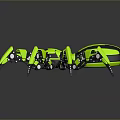 Game Movie Character Spider Robot With Green And Black Multiple Legs White Dots Red Eyes