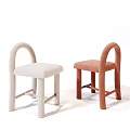 Modern Minimalist Dining Chairs With Arched Backrest And Upholstered Seats In Light Beige And Coral