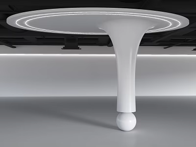 Modern White Column With Circular Top And LED Light Strip In Interior Design 3d model