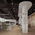 Modern Public Office Space With Open Layout Work Desks Green Chairs Glass Partitions And Computers