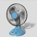Modern Blue Electric Fan with Blue Base Black Metal Grill and Control Panel