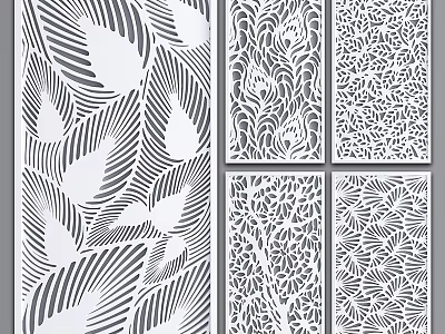 Modern Laser Cut Wall Decor With Feather And Floral Patterns Design 3d model