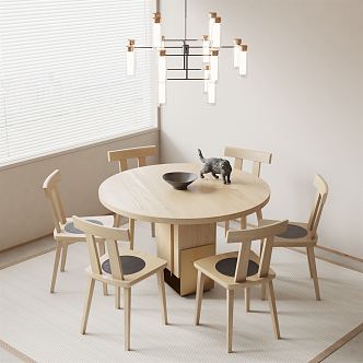 Japanese Dining Table and Chair Combination Dining Table and Chair 3d model