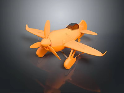 Orange Cosmic Aerospace Model Aircraft With Propeller Wings And Tail Structure 3d model