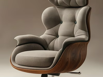 Modern Upholstered Office Chair With Padded Backrest Wooden Frame And Comfortable Design 3d model