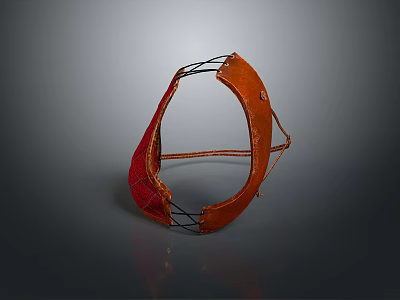 Orange Red Mesh Kitchen Storage Basket With Leather Handle For Fruits And Vegetables 3d model