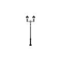 Classic Ornate Outdoor Lamp Featuring Double Lanterns And Decorative Black Post