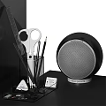 Modern Home Office Desk With Dual Monitors Keyboard Mouse Pad Coffee Cup Chair And Shelf