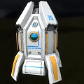 Silver White Rocket Model With Blue Window Yellow Stripes And Number 75 3d model