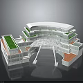 Modern Multi Level Architectural Design With Green Roof And Curved Glass Structure
