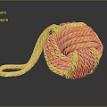 Decorative Yellow Coiled Rope Ball With Shiny Texture On Dark Surface 3d model
