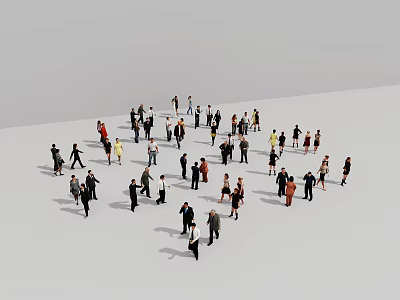Diverse Group of People Standing And Socializing In Casual Clothing On White Background 3d model