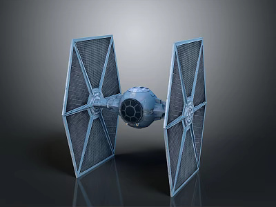 Detailed TIE Fighter Spacecraft Model With Twin Ion Engine And Wings 3d model
