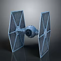 Detailed TIE Fighter Spacecraft Model With Twin Ion Engine And Wings