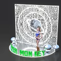 Super Monkey Themed Photo Spot With Illuminated Moon Display And Circular Patterns 3d model