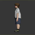 Cartoon Man With Brown Hair Wearing Glasses Striped Shirt Blue Shorts And Gray Sneakers