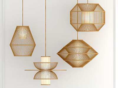 Chandelier Chinese Chandelier Rattan Chandelier Decorative Lamp 3d model