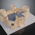 Detailed Cartoon Castle Model With Multiple Towers And Square Courtyard 3d model