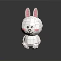 White Origami Rabbit Toy With Pink Ears Cheeks Black Eyes Nose Standing On Black Background