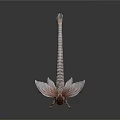 3D Rendered Fantasy Insect With Transparent Wings And Long Slender Legs On White Background