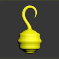 Man Holding Shiny Yellow Hook Container On Dark Background Surface