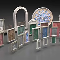 Double Doors In Various Styles With Colorful Finishes Arched Shapes And Decorative Elements