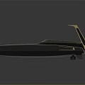 Luxury Modern Yacht Model With Blue Gold Exterior Streamlined Shape And Metallic Finish Shiny Deck
