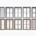 Sliding Doors With Various Grid Patterns And Different Interior Design Styles 3d model