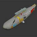 Gray Submarine Model With Modern Design Yellow Red Markings And Equipment Features