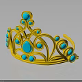 Elegant Golden Crown Fashion Accessory With Blue Gemstones And Curly Patterns