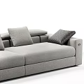 Modern Gray Fabric Sectional Sofa With Comfortable Cushions And Armrests 3d model