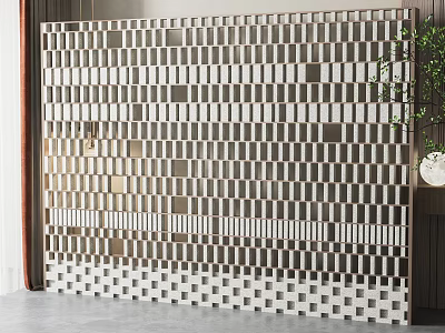 Modern Geometric Grid Room Divider With Alternating Light And Dark Square Panels For Interior Space 3d model