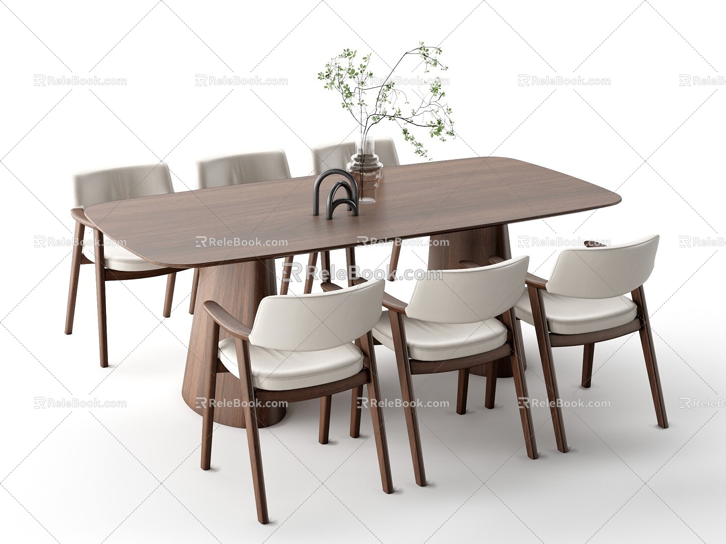 New Chinese Dining Table Chair Long Dining Table Chair 3d model