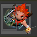 Game Character With Red Hair And Glowing Weapon In Dynamic Action Stance