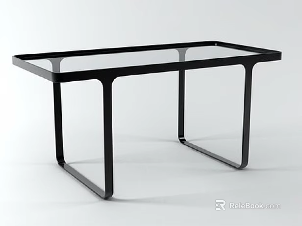 Modern Office Desk with Glass Top and Black Metal Frame for Contemporary Workspace 3d model 