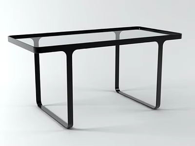 Modern Office Desk with Glass Top and Black Metal Frame for Contemporary Workspace 3d model