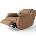 Comfortable Beige Recliner Chair with Soft Upholstered Fabric Plush Armrests and Adjustable Button