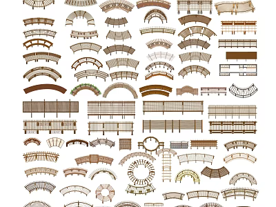 Various Pergola Designs Featuring Arch Straight And Curved Shapes With Different Patterns 3d model